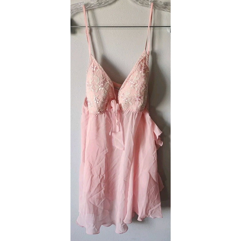 Vintage DELICATES Satin Nightgown Small Pink Nighty Negligee W/Panties NWT